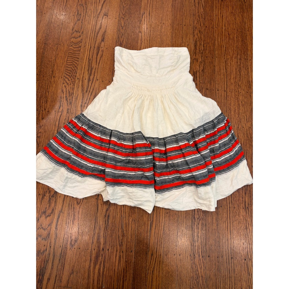 Anthropologie Floreat Around the World Strapless Striped Linen Dress 6P